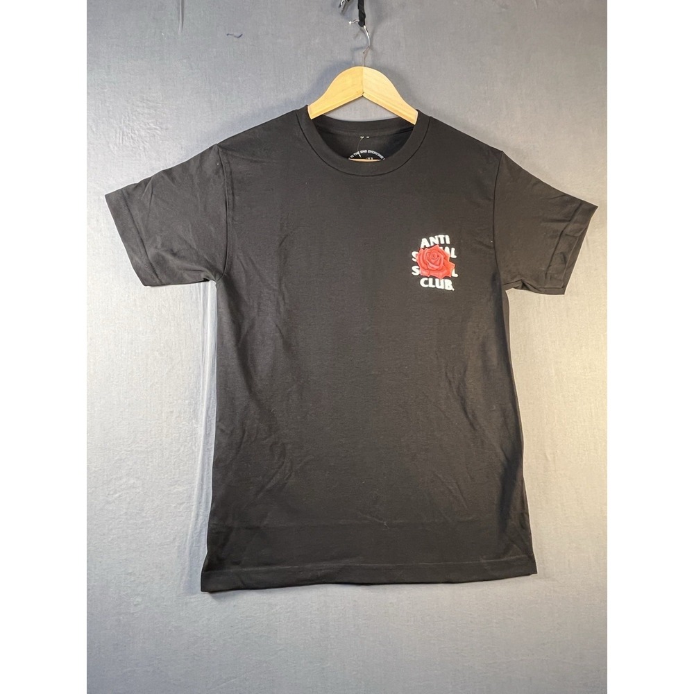 NWT Anti Social Social Club Roses Are Red Logo Tee Black Short Sleeve Sz Medium